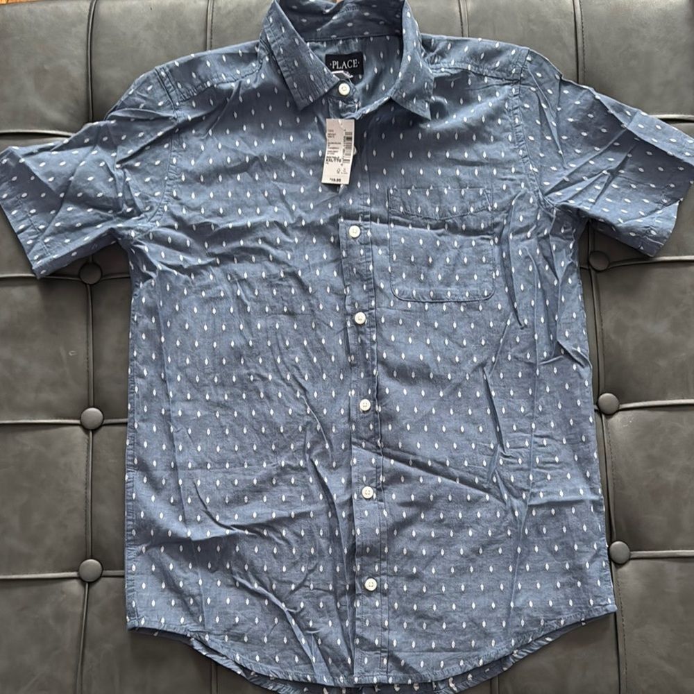 Childen’s PLACE Blue Short Sleeve Button Down Shirt